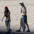 *EXCLUSIVE* Ashton Kutcher and Mila Kunis lead beach cleanup with Cub Scout Den