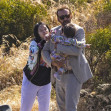 *EXCLUSIVE* Nicolas Cage's wife Riko Shibata and baby visit him on set!
