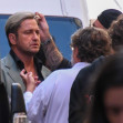 Gerard Butler and director Julian Schnabel were spotted on the set of the film "In the hand of Dante"