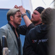 Gerard Butler and director Julian Schnabel were spotted on the set of the film "In the hand of Dante"