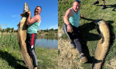 Pește uriaș, de peste 2 metri, capturat de un bărbat pe o baltă din Arad. Pescarii încearcă să-l prindă de 4 ani