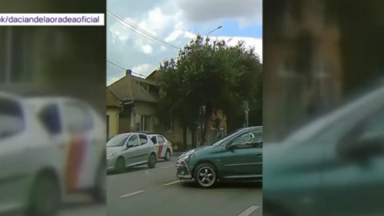 VIDEO Imagini spectaculoase în Oradea unde o mașină fără șofer a traversat patru benzi și a parcat perfect, pe singurul loc liber