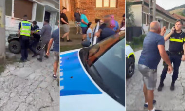 Polițist atacat de mai mulți săteni în Caraș-Severin după ce a oprit un bărbat băut pe ATV. Agentul a scos pistolul din dotare