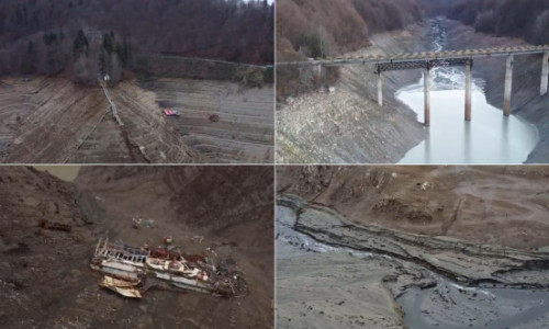 Moment istoric: Lacul Vidraru, golit pentru prima dată în 60 de ani. Când va reveni la nivelul normal. A fost golit și Lacul Paltinu