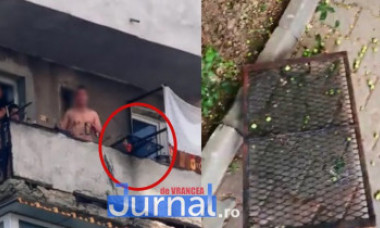 Patru tineri au încins un grătar în balcon și l-au scăpat de la etajul opt. Acesta a căzut pe o mașină din parcare