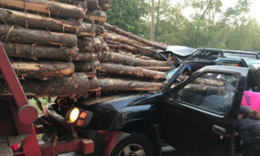 Un bărbat a scăpat miraculos, după ce mașina lui a fost străpunsă de bușteni. Gestul care l-a salvat
