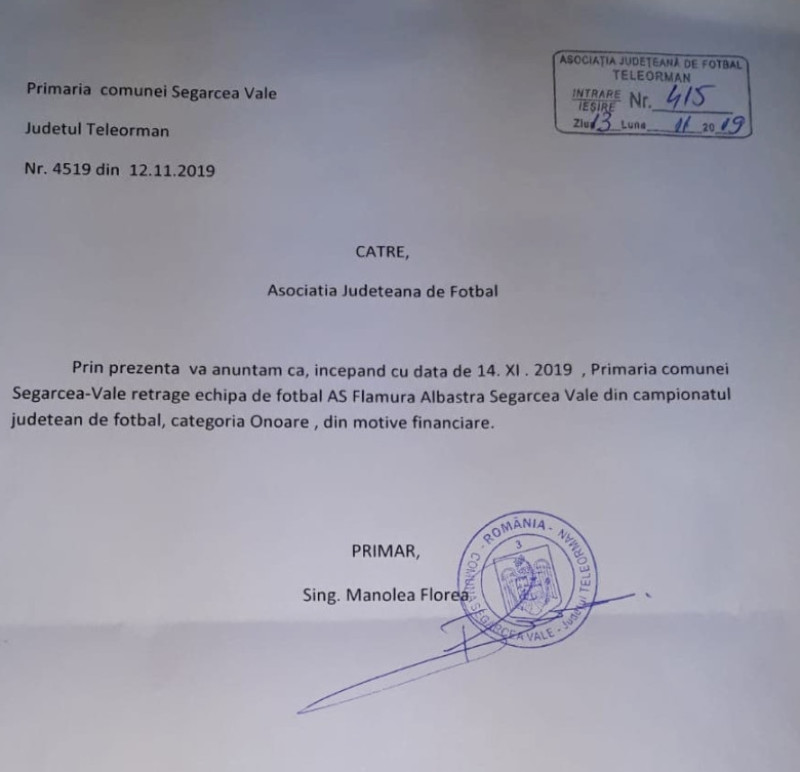 retragere echipa fotbal