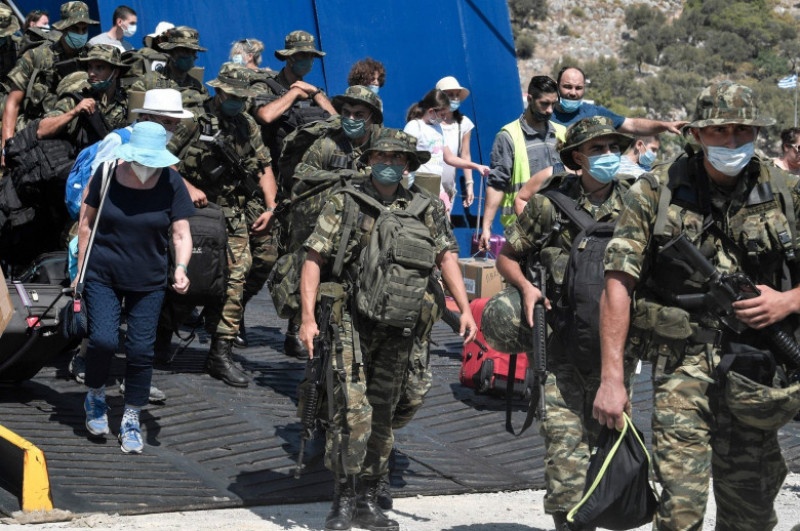 Greek soldiers on the island of Kastelorizo, Turkish press source
