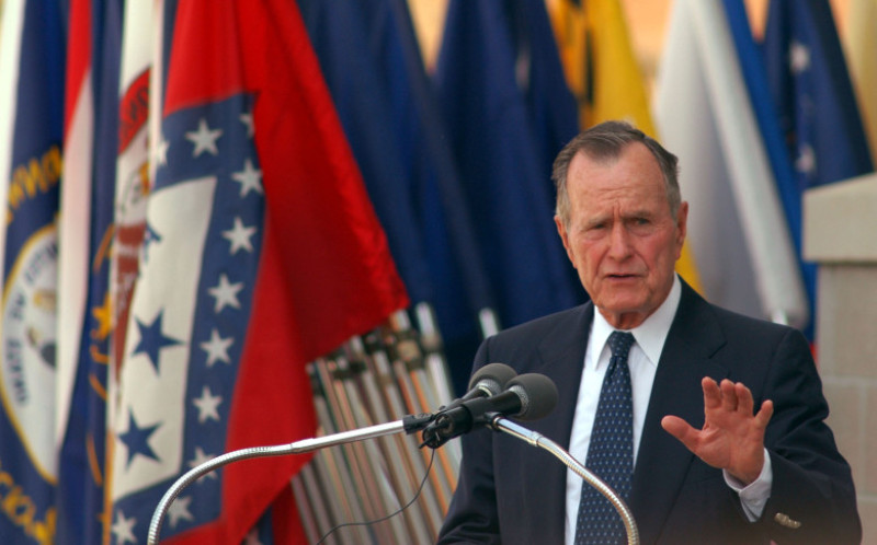 Former President George H. W. Bush Attends Building Dedication At Fort Bragg