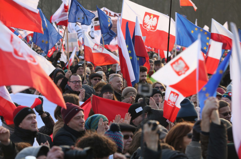 Pro-Democracy Protesters March In Warsaw