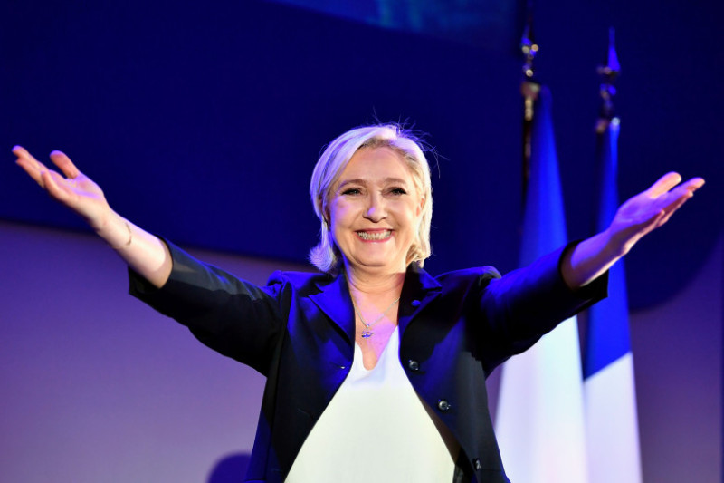 Presidential Candidate Marine Le Pen Spends Election Day In Northern Strong Hold