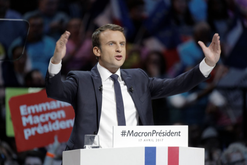 French Presidential Candidate Emmanuel Macron Holds Campaign Rally
