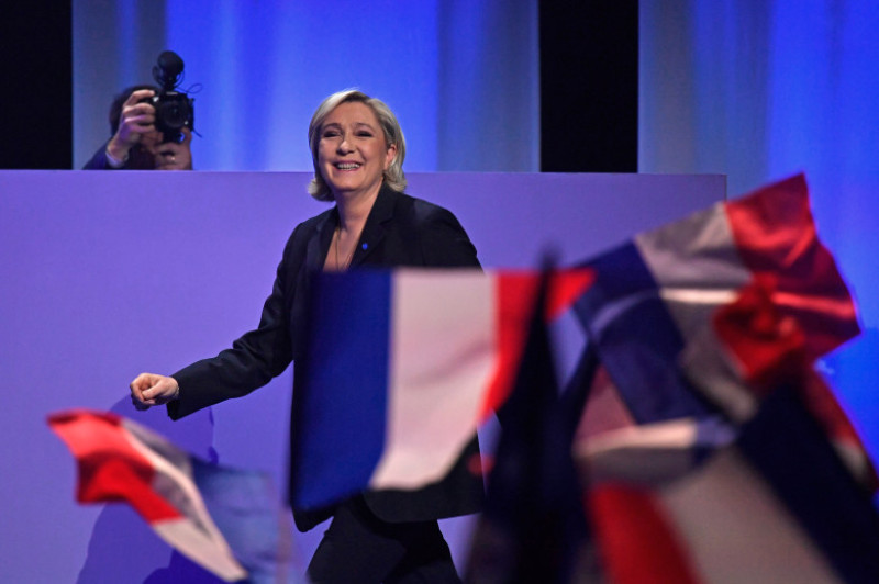 French Presidential Candidate Marine Le Pen Holds A Rally Meeting In Marseille