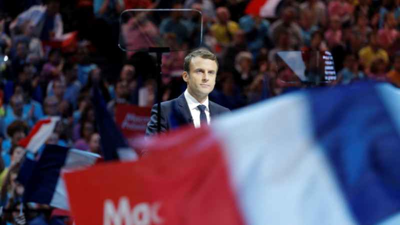 French Presidential Candidate Emmanuel Macron Holds Campaign Rally