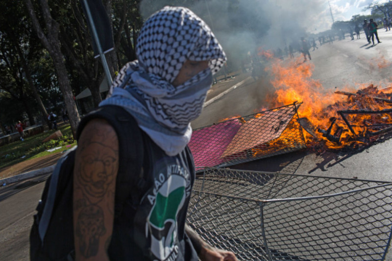 Tens Of Thousands Protest Against Brazilian President Temer In Nation's Capital
