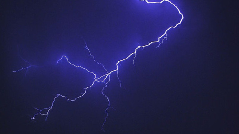 A Lightning On The Night Sky Of Beijing