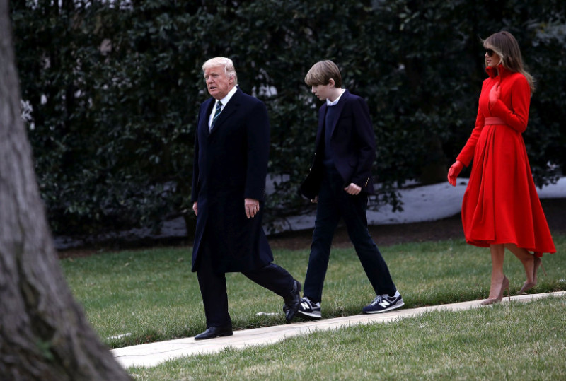 President Trump, First Lady, And Son Barron Depart White House En Route To Mar-a-Lago For Weekend