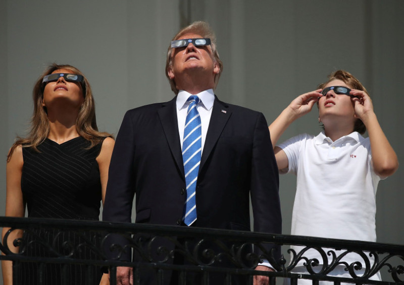 President Trump Views The Eclipse From The White House
