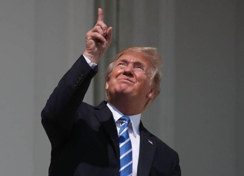 President Trump Views The Eclipse From The White House