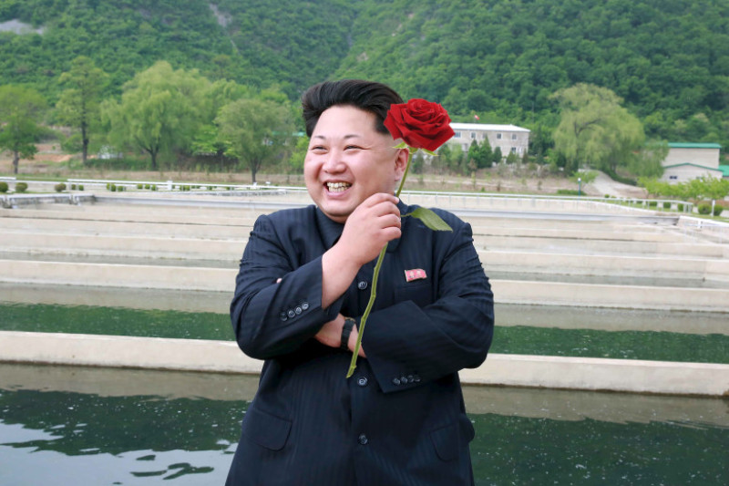 Handout photo of North Korean leader Kim Jong Un giving field guidance to the Sinchang Fish Farm under KPA Unit 810