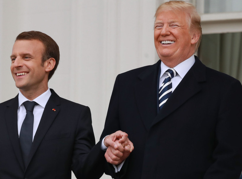 President Trump And First Lady Melania Trump Welcome President Macron And Mrs. Macron To The White House
