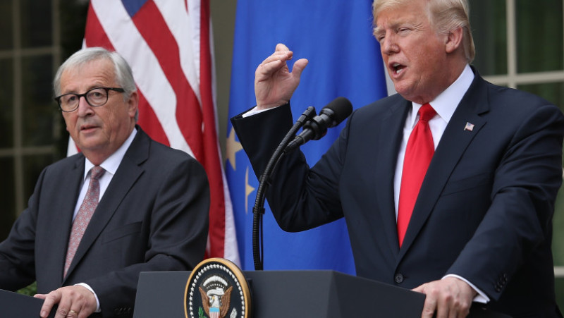 President Trump And European Commission President Jean-Claude Juncker Makes Statement In Rose Garden