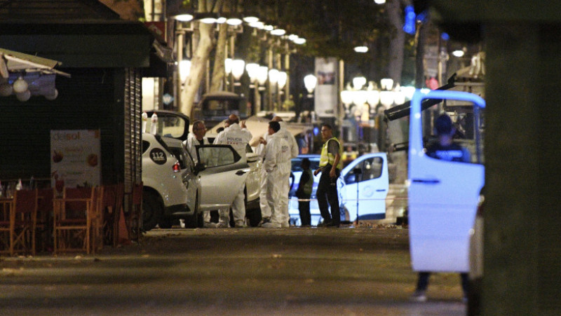Van Hits Crowds In Barcelona's Las Ramblas
