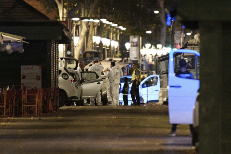 Van Hits Crowds In Barcelona's Las Ramblas