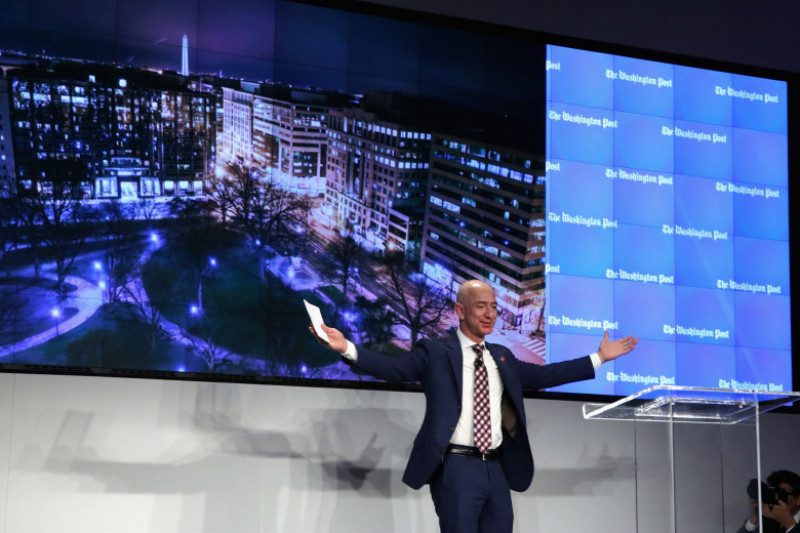 Jeff Bezos And John Kerry Attend Opening Ceremony For New Washington Post HQ