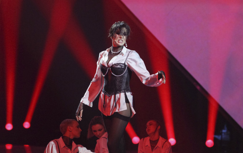 Ukrainian singer Anna Korsun or MARUV performs during the national selection for the Eurovision song contest in Kiev.