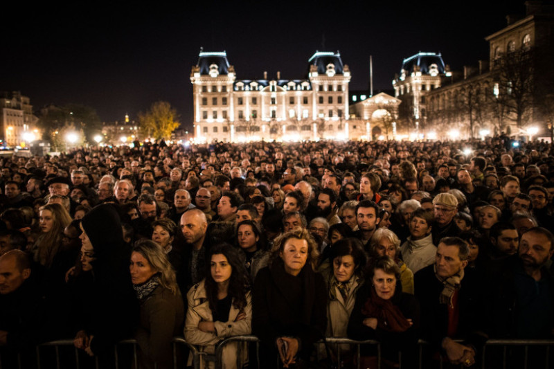 Crowds Attend Memorial Service At Notre Dame Cathedral In Paris
