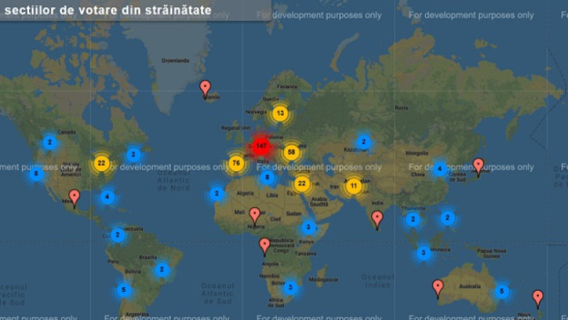 Harta sectiilor de votare din diaspora. Alegeri europarlamentare 2019