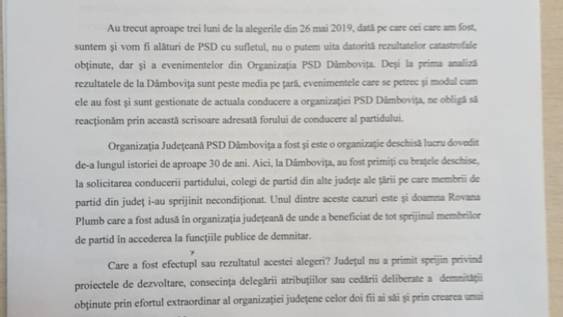 scrisoare PSD dambovita