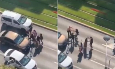 VIDEO. Bătaie cu crosele de golf în plin trafic, pe un bulevard din Capitală