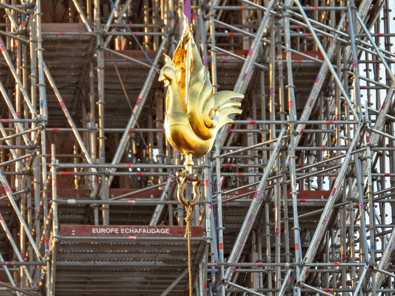 PARIS, Notre-Dame, installation of the new rooster.