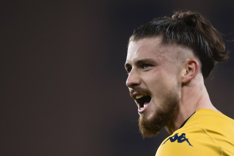 Genoa CFC v FC Internazionale - Serie A Radu Dragusin of Genoa CFC celebraates after scoring a goal during the Serie A f