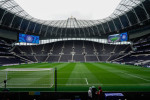 General view of the Stadium with King Charles Coronation on the scoreboards during the Premier League match between Tott