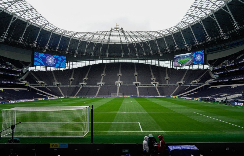 General view of the Stadium with King Charles Coronation on the scoreboards during the Premier League match between Tott