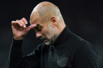 File photo dated 11-10-2022 of Manchester City manager Pep Guardiola looks frustrated after the final whistle. The game that saw them clinch their spot was actually a forgettable goalless draw in Copenhagen in which Sergio Gomez was sent off, but the job