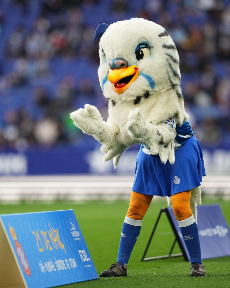 RCD Espanyol mascot Perico during the La Liga match between RCD Espanyol v RCD Mallorca played at RCDE Stadium on Mar 20, 2022 in Barcelona, Spain. (Photo by PRESSINPHOTO)