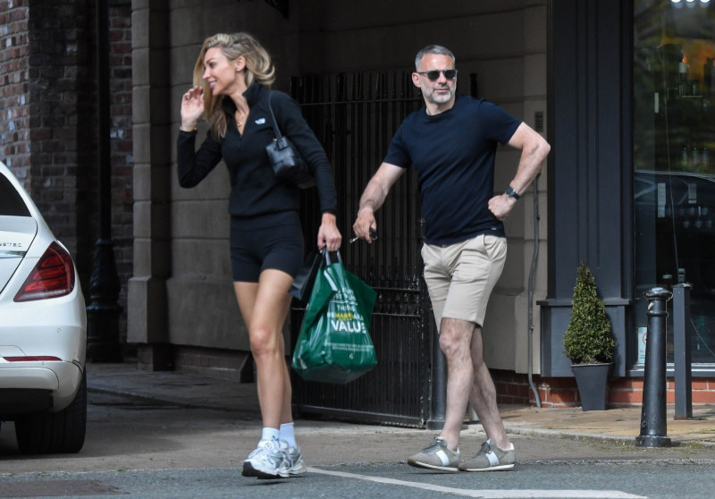 EXCLUSIVE: Ryan Giggs Seen Getting His Hair Cut While His Partner Zara Charles Waits Patiently Outside A Barbers In Cheshire