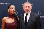 Lilian de Carvalho Monteiro and Boris Becker attend the red carpet during the 2023 Laureus World Sport Awards