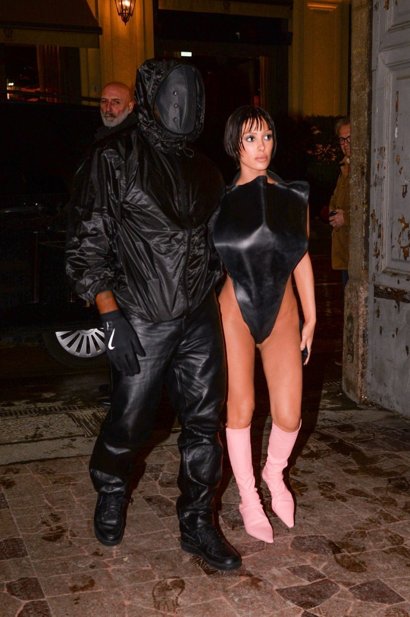 The American Rapper Kanye West and Bianca Censori are seen out in Milan. Italy