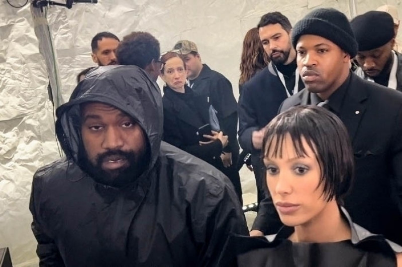 Kanye West is all smiles at the Marni Fashion Show with Bianca Censori!