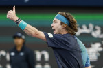 Andrey Rublev streitet mit dem Stuhlschiedsrichter, Dubai Duty Free Tennis Championships, Dubai, U.A.E. *** Andrey Ruble