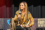 Las Vegas, Nv, United States. 06th Oct, 2021. LAS VEGAS, NV - OCTOBER 6: Kate Abdo emcee's the official press conference for this weekend's bout at MGM Grand Garden Arena for Tyson Fury vs Deontay Wilder III | FINAL PRESS CONFERENCE on October 6, 2021 in
