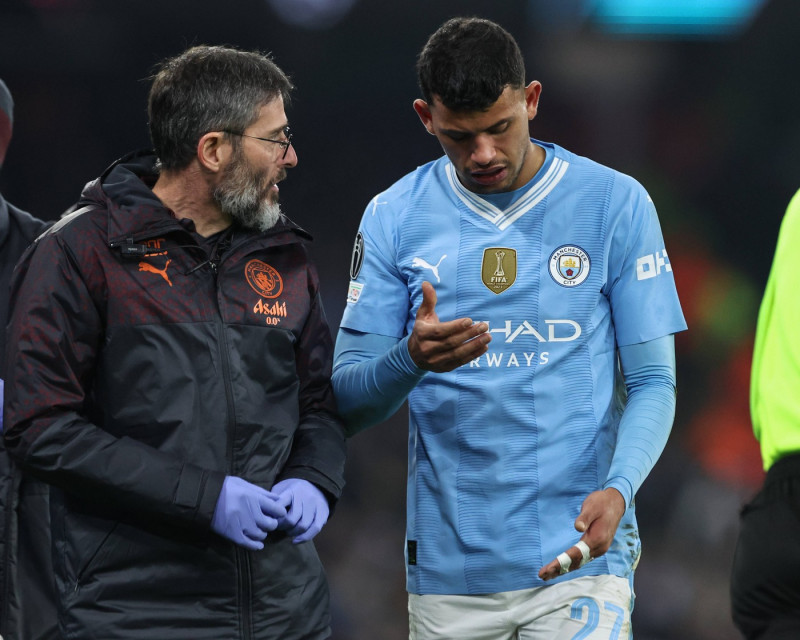 UEFA Champions League Manchester City v F.C. Copenhagen Matheus Nunes of Manchester City comes away from his injury with
