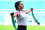 MIAMI GARDENS FL - MARCH 15: Simona Halep is seen on the practice court during the 2024 Miami Open at Hard Rock Stadium