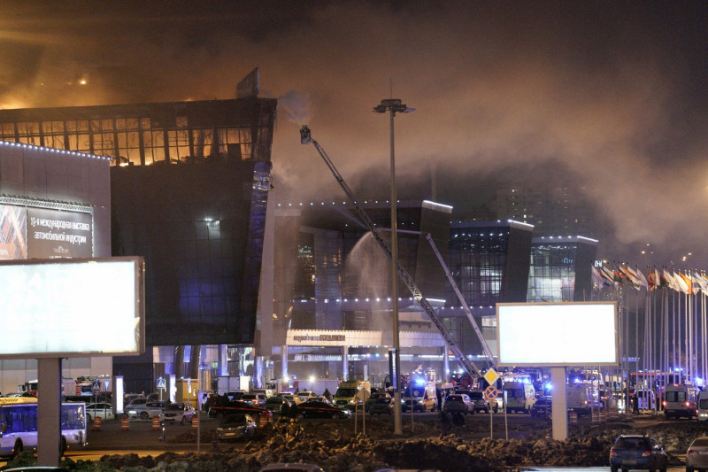 Crocus City Hall is attacked - Moscow, Russia - 22 Mar 2024