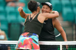 Great Britain's Heather Watson (left) celebrates after victory against Tara Moore during day five of the Viking Open at Nottingham Tennis Centre. Picture date: Wednesday June 9, 2021.